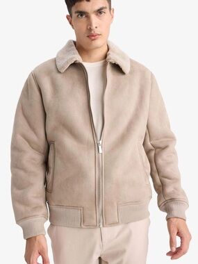 ZARA Man Tan Faux Shearling Jacket
